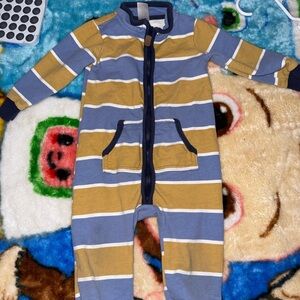 Striped Blue and Tan Baby Onesie